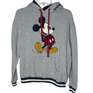 Disney Parks 2022 Gray Hoodie with Embroidered Mickey Mouse Design. Size Small.